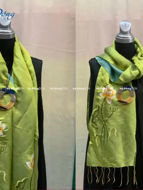 Khăn choàng cổ lụa Thêu Sen MNV-KLTA4080-14