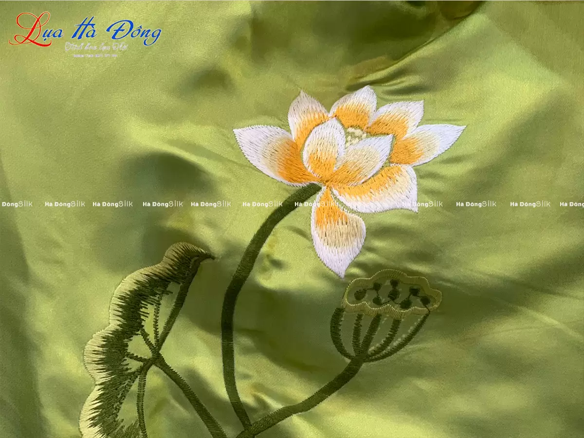 Khăn choàng cổ lụa Thêu Sen MNV-KLTA4080-14 - Ảnh 3