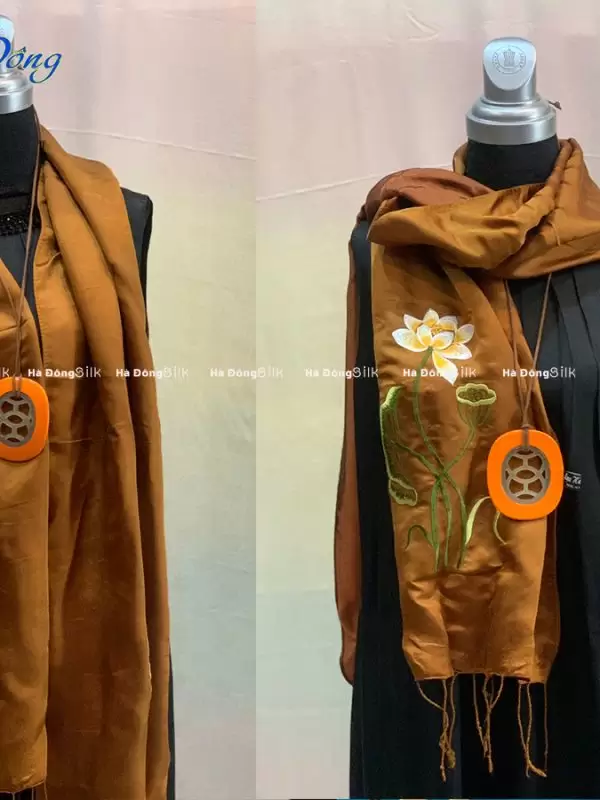 Khăn lụa choàng cổ Thêu Sen MNV-KLTA4080-12