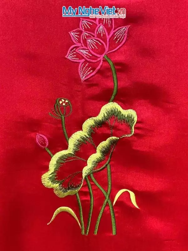 khăn lụa Hà Đông Thêu Sen MNV