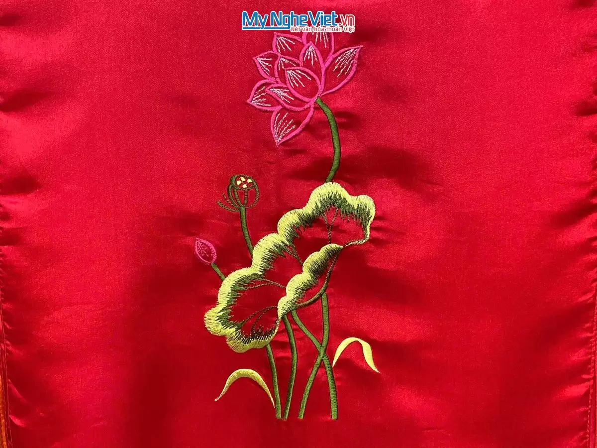 khăn lụa Hà Đông Thêu Sen MNV