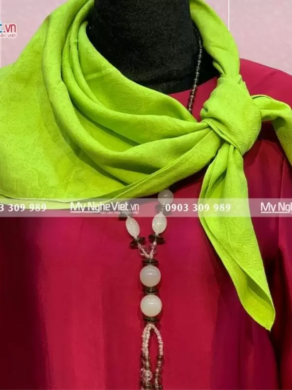 Khăn Lụa Vân Họa Tiết Xanh MNV-KLNL7878-2