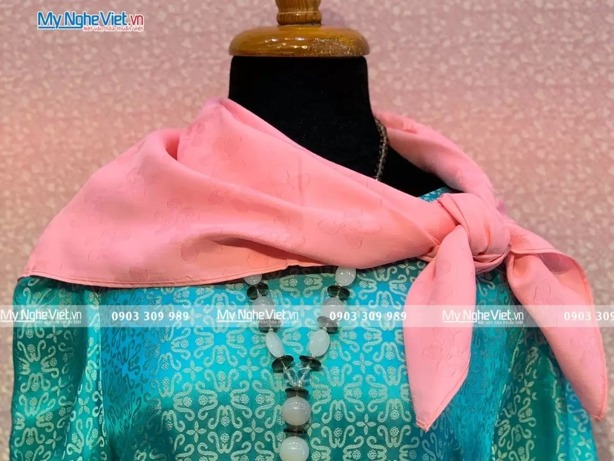 Khăn Lụa Vân Họa Tiết Hồng Phấn MNV-KLNL7878-3 - Ảnh 5