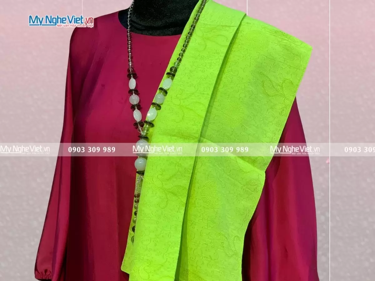 Khăn Lụa Vân Họa Tiết Xanh MNV-KLNL7878-2 - Ảnh 2