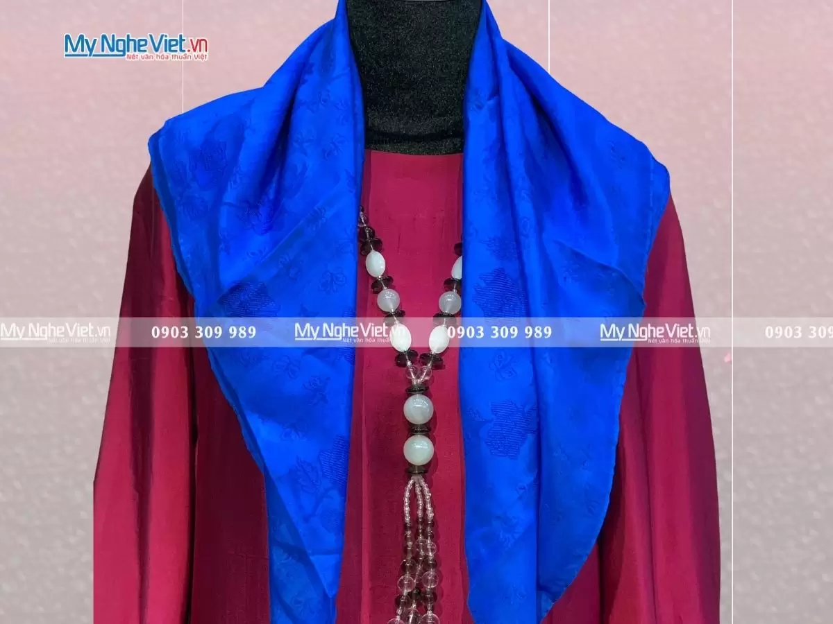 Khăn Lụa Vân Họa Tiết Xanh MNV-KLNL7878-1 - Ảnh 3