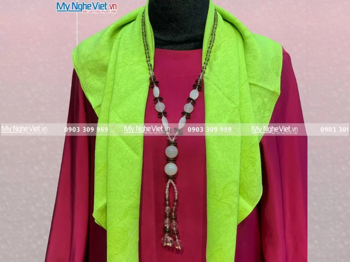 Khăn Lụa Vân Họa Tiết Xanh MNV-KLNL7878-2 - Ảnh 3