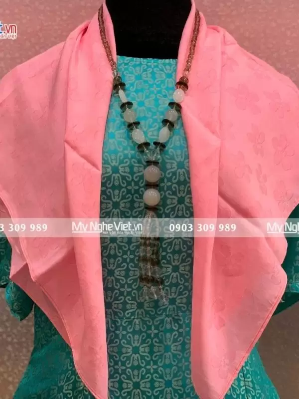 Khăn Lụa Vân Họa Tiết Hồng Phấn MNV-KLNL7878-3