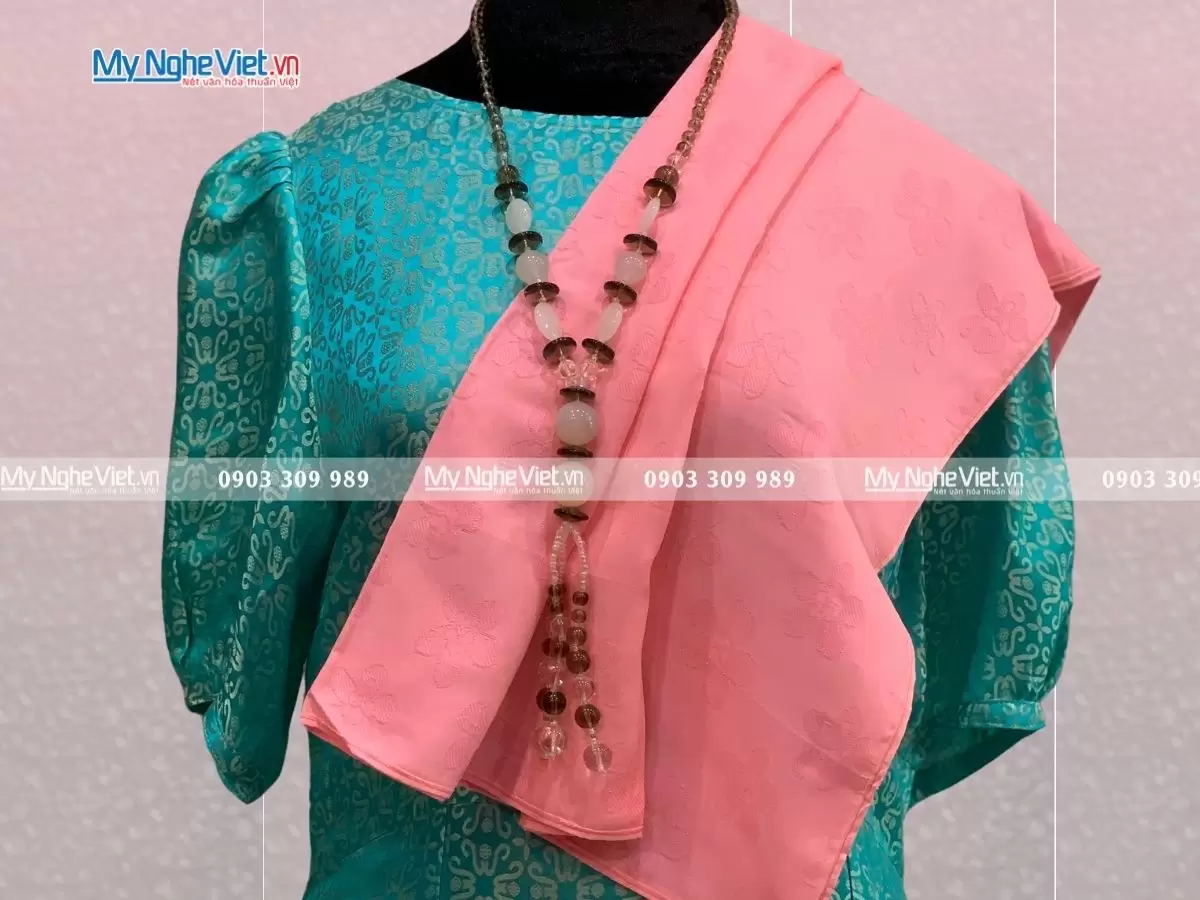 Khăn Lụa Vân Họa Tiết Hồng Phấn MNV-KLNL7878-3 - Ảnh 2