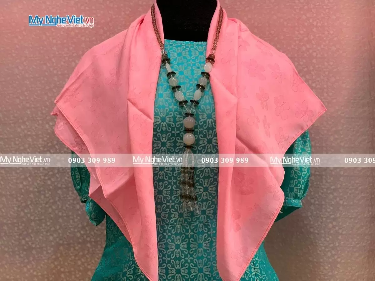 Khăn Lụa Vân Họa Tiết Hồng Phấn MNV-KLNL7878-3