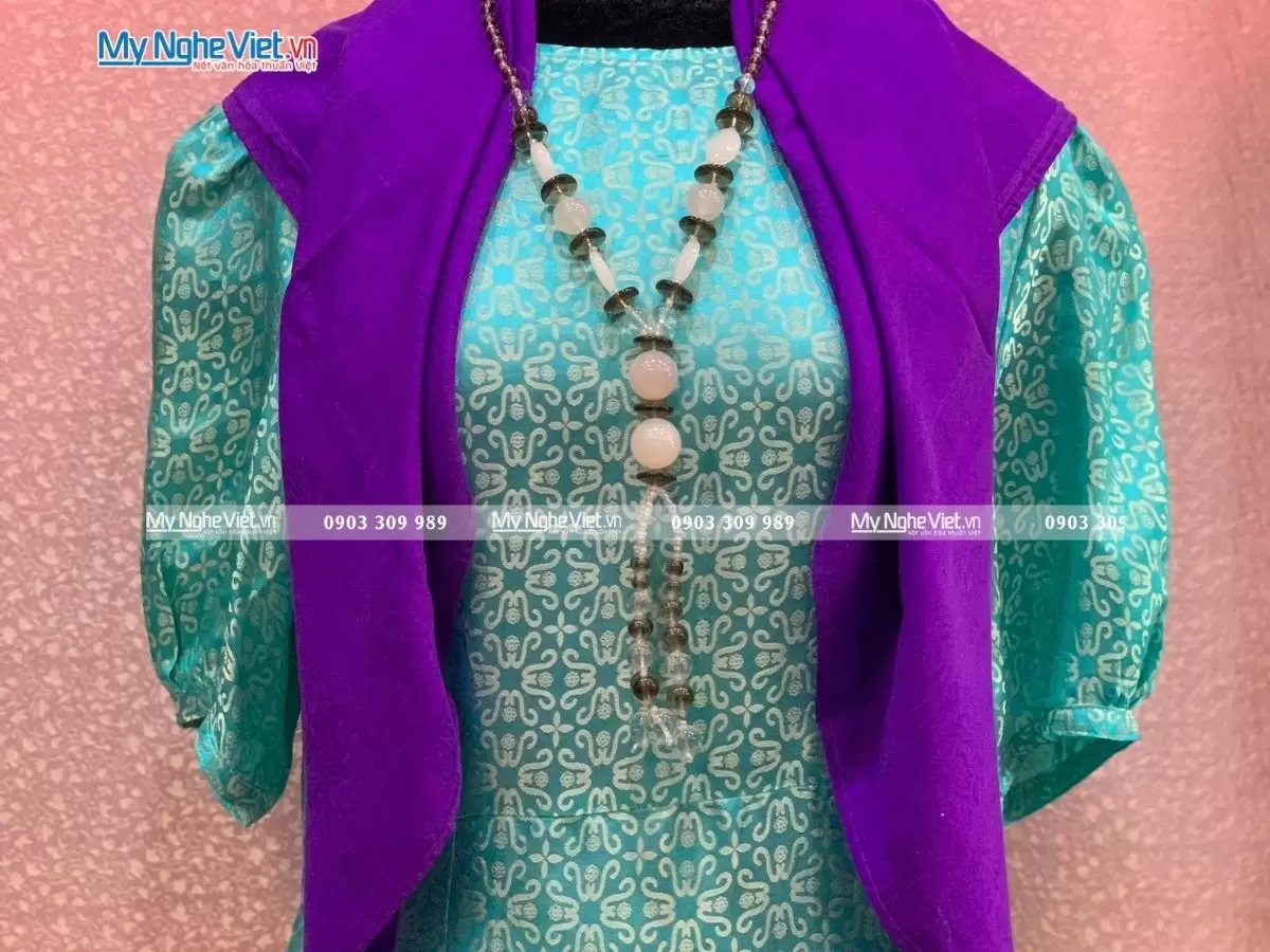 Khăn Lụa Vân Họa Tiết Tím MNV-KLNL7878-4 - Ảnh 3