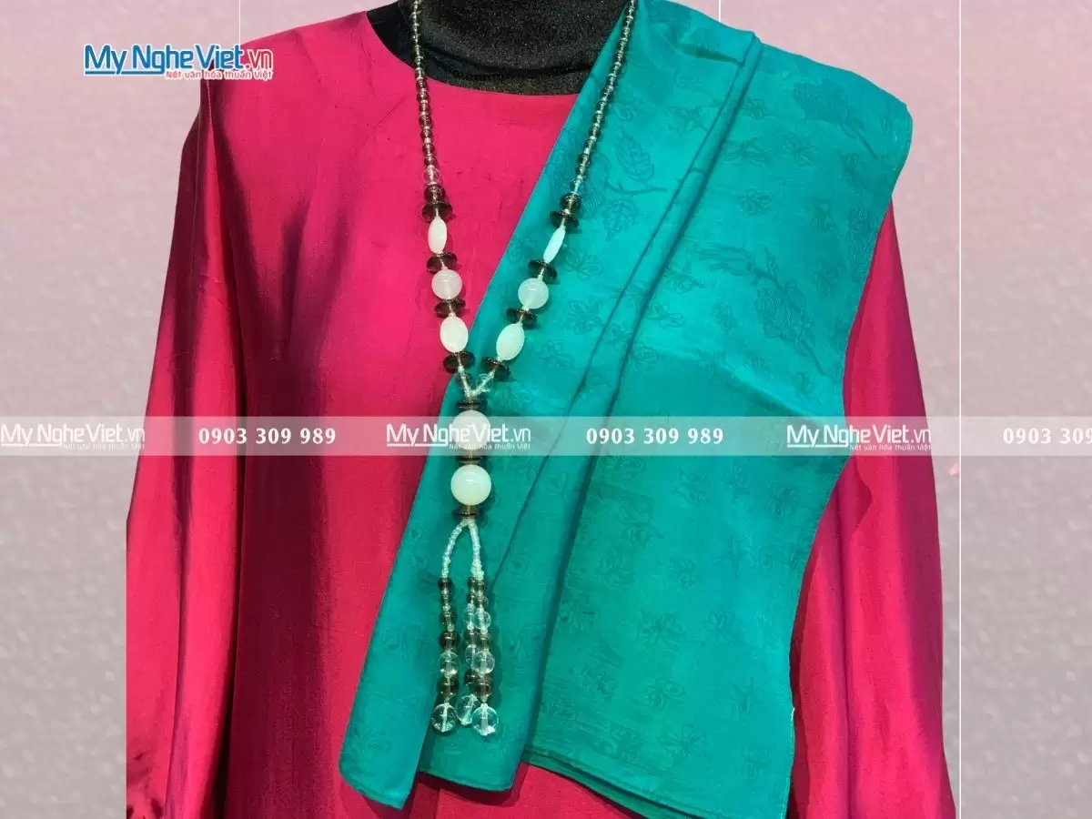 Khăn Lụa Vân Màu Xanh MNV-KLNL7878 - Ảnh 2