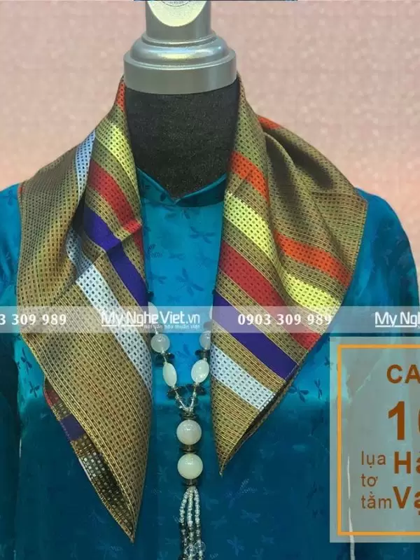 Khăn Tằm Xe 2 Họa Tiết 100% Lụa Tơ Tằm MNV-KLLS5252-34