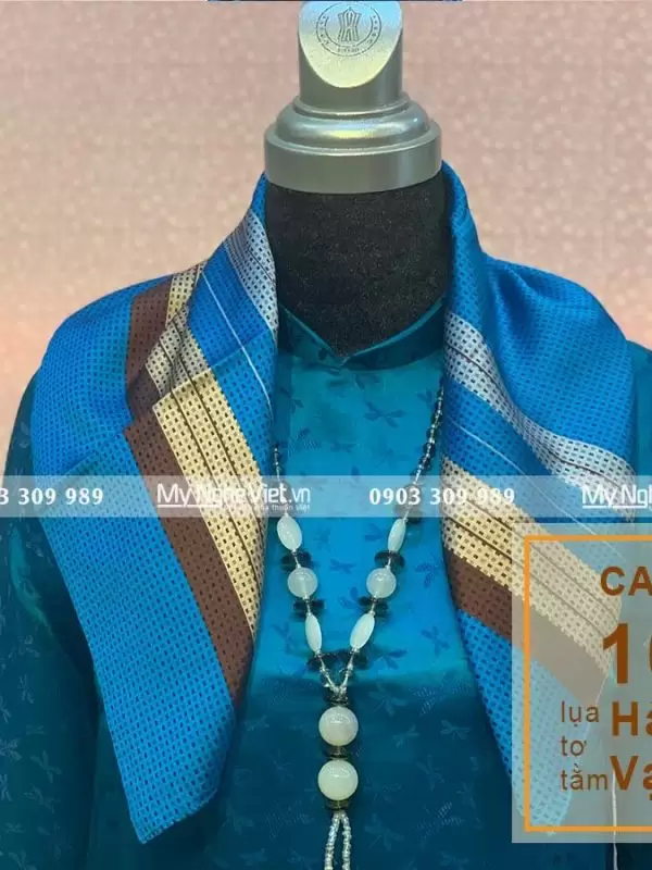 Khăn Tằm Xe 2 Họa Tiết 100% Lụa Tơ Tằm MNV-KLLS5252-33