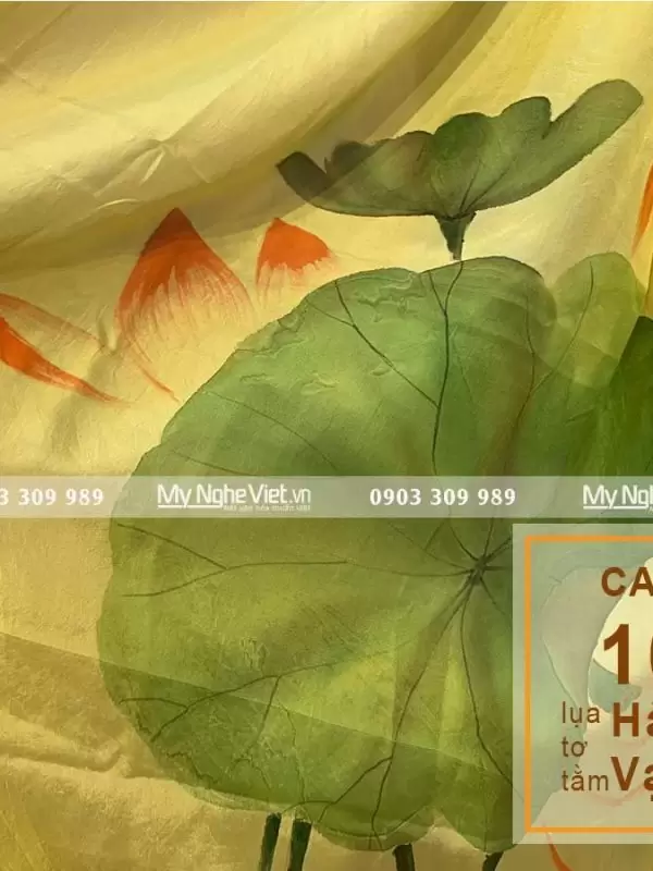 Alternative view of Khăn Lụa Choàng Cổ Vẽ Tay Họa Tiết Hoa Sen MNV-KLTA9180-3