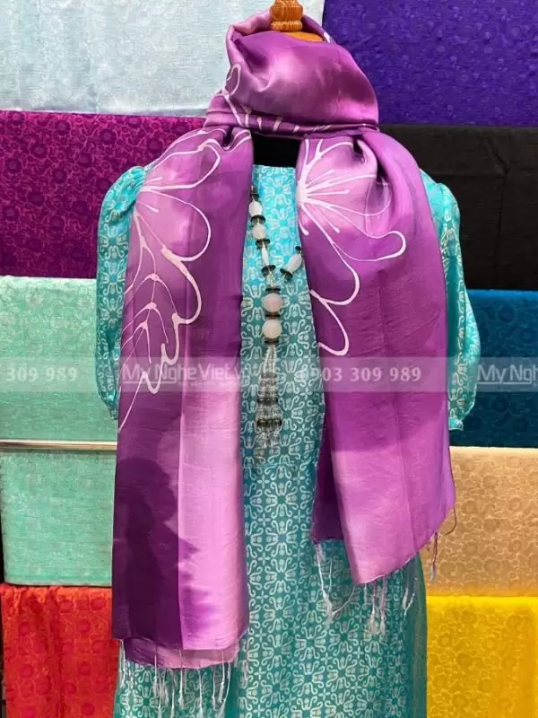 Khăn Choàng Cổ Lụa Tím Loang MNV-KLTA80180-2