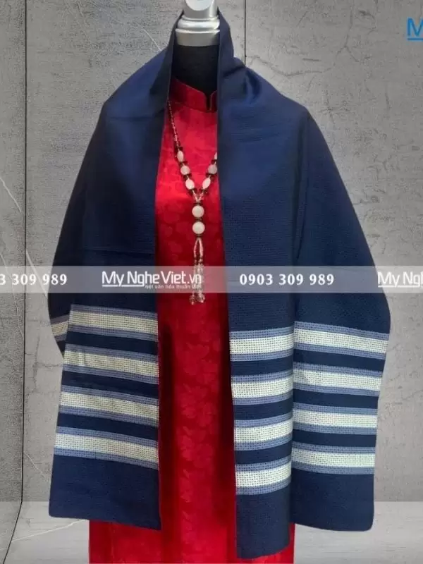 Khăn Choàng Cổ Lụa Nam Tằm Xe Màu Xanh MNV-KLLS3817-2