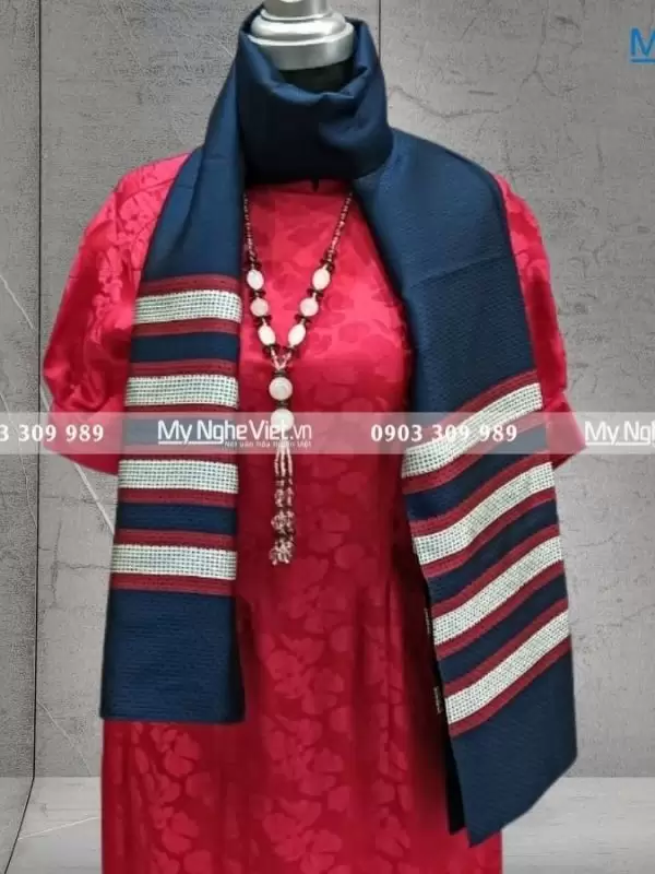 Khăn Choàng Cổ Lụa Nam Tằm Xe Màu Xanh MNV-KLLS3817-2.1