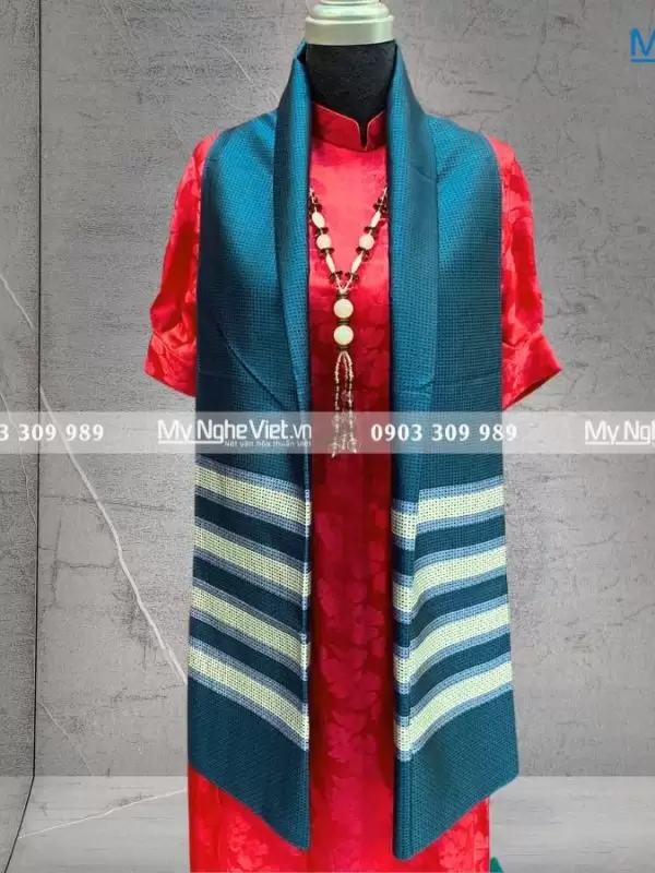 Khăn Choàng Cổ Lụa Nam Tằm Xe Màu Xanh MNV-KLLS3817-3