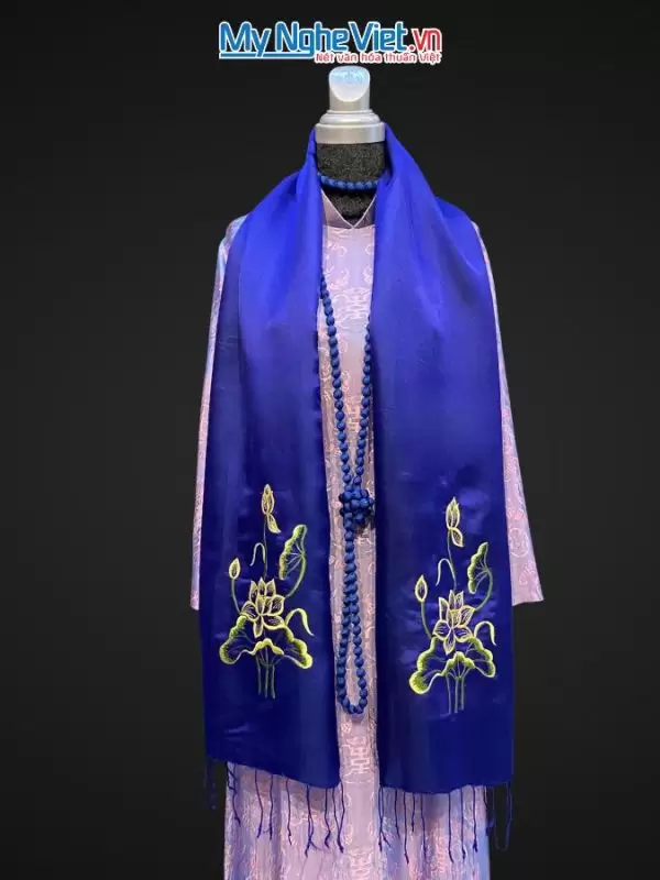 khăn lụa Hà Đông Thêu Sen MNV
