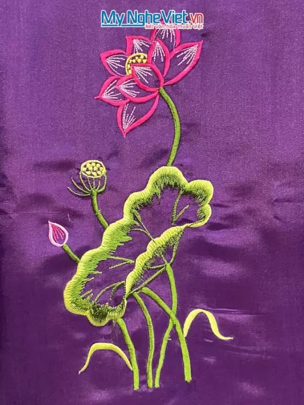 khăn lụa Hà Đông Thêu Sen MNV