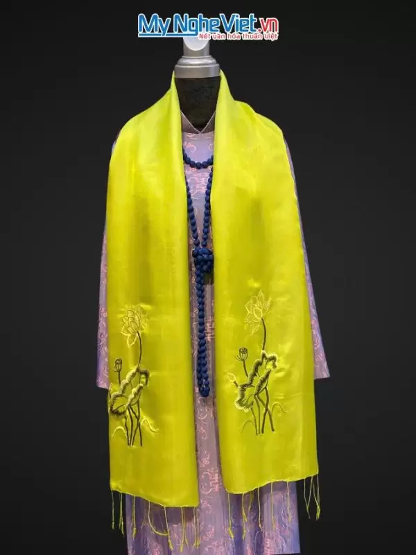 khăn lụa Hà Đông Thêu Sen MNV