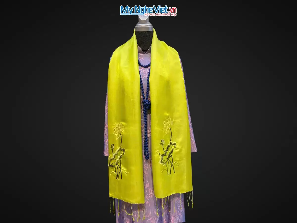 khăn lụa Hà Đông Thêu Sen MNV