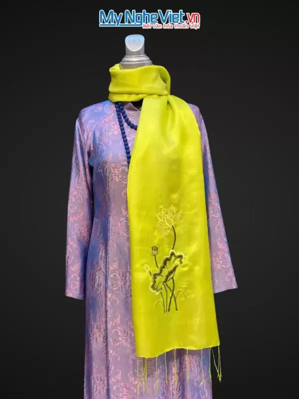 khăn lụa Hà Đông Thêu Sen MNV