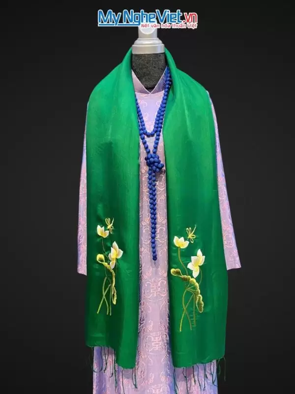 khăn lụa Hà Đông Thêu Sen MNV