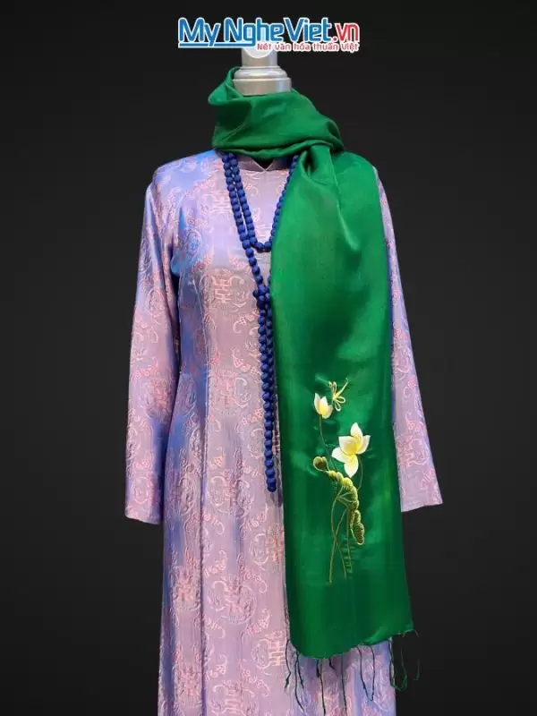 khăn lụa Hà Đông Thêu Sen MNV