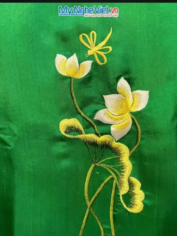 khăn lụa Hà Đông Thêu Sen MNV