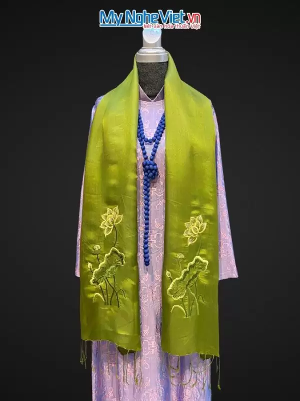 khăn lụa Hà Đông Thêu Sen MNV