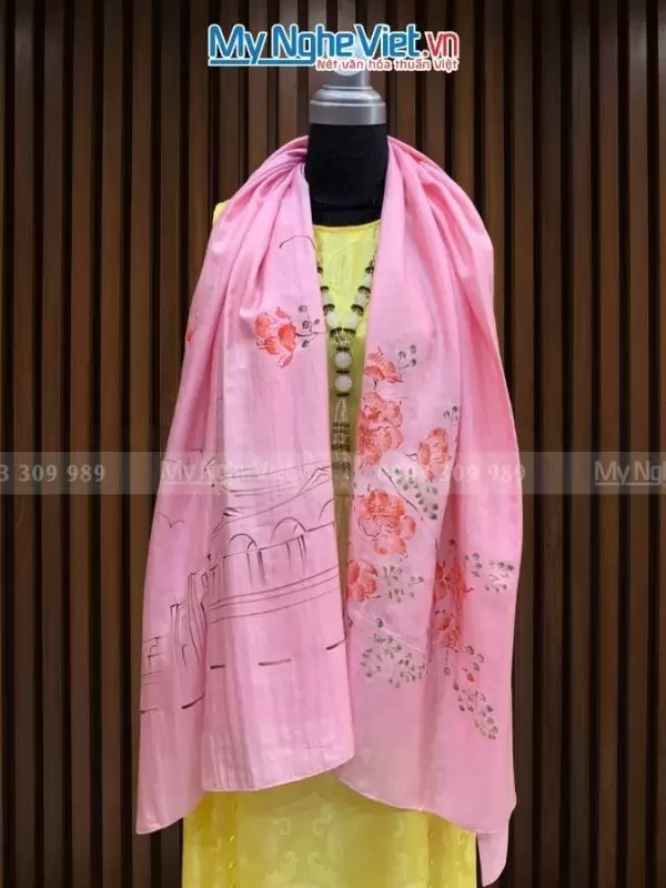 khăn lụa vẽ tay