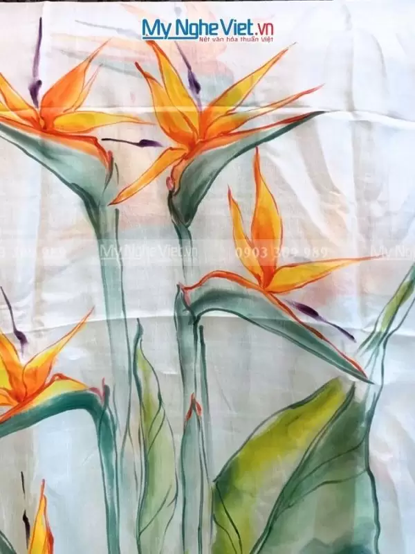 Khăn tơ tằm vẽ hoa