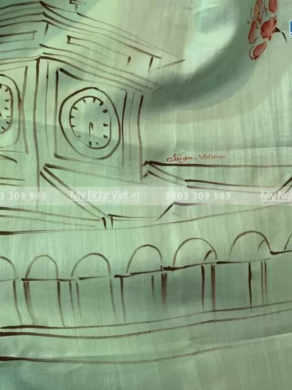 Khăn lụa vẽ tay