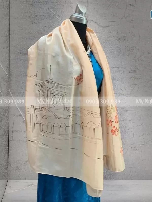 Khăn tơ tằm vẽ hoa