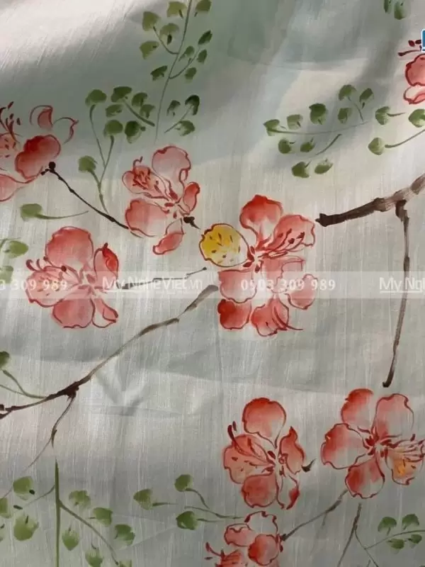 Khăn tơ tằm vẽ hoa