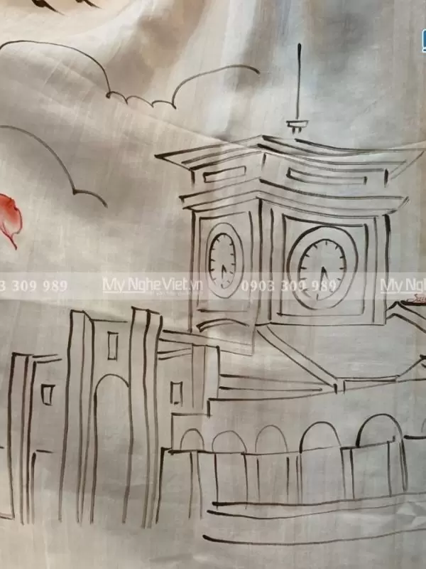 Khăn tơ tằm vẽ hoa