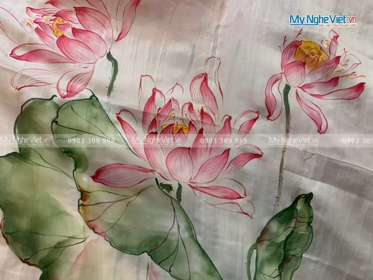 Khăn lụa tơ tằm vẽ tay MNV-PT70180/8 - Ảnh 3