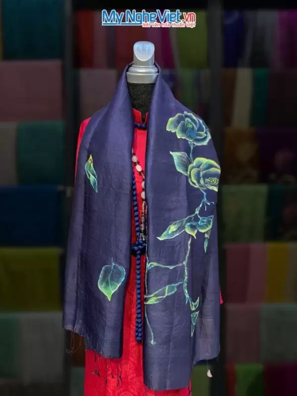 Khăn lụa Hà Đông Vẽ Hoa