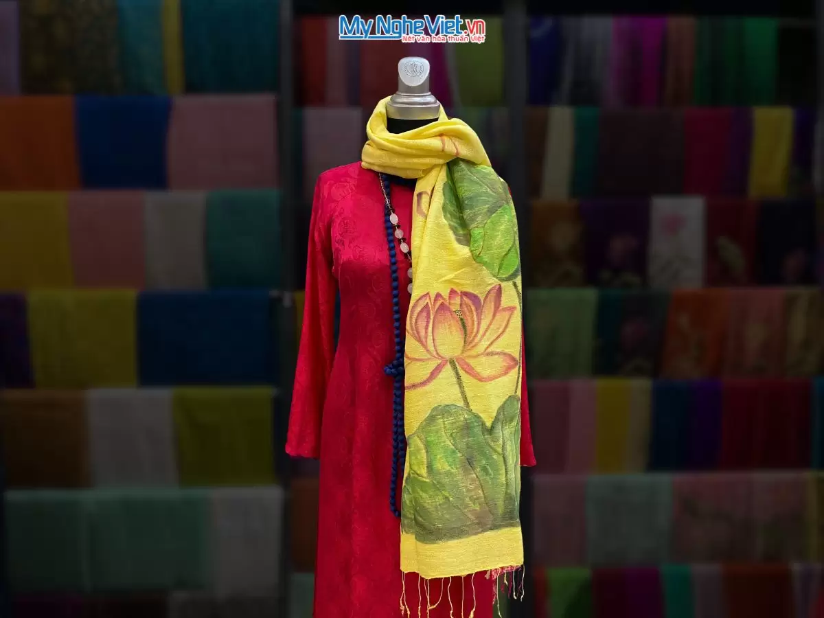 Khăn Lụa Đũi Hà Đông Vẽ Tay