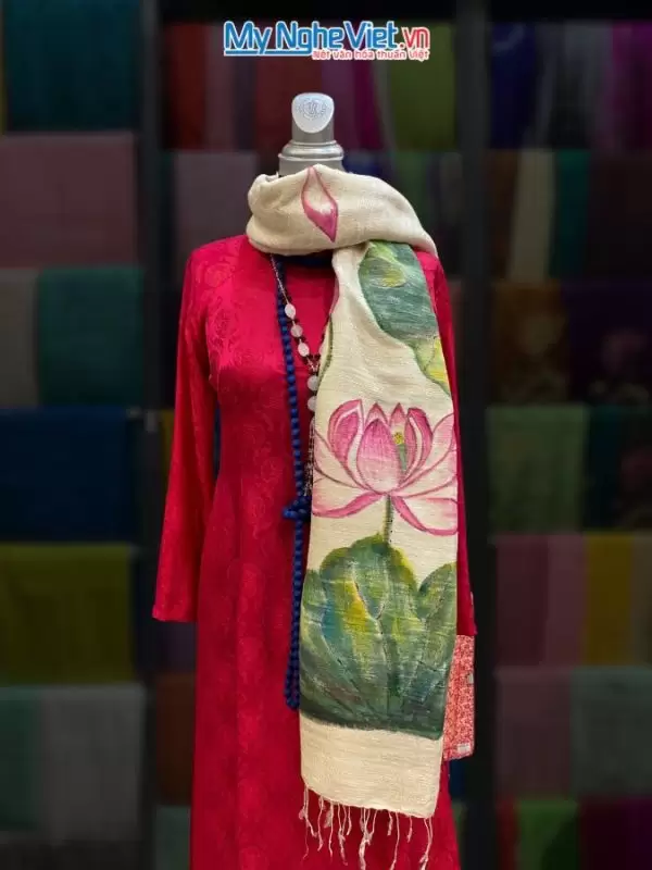 Khăn lụa đũi Hà Đông Vẽ Tay