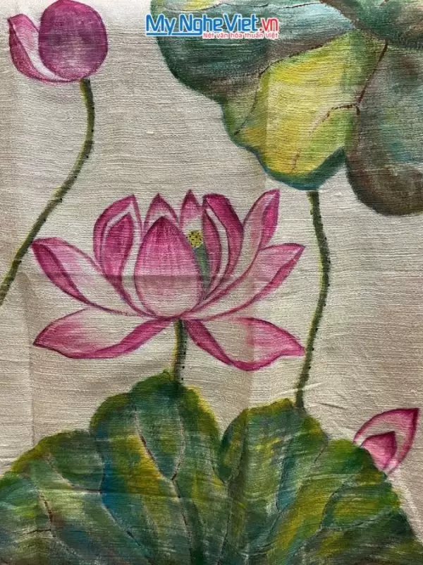 Khăn lụa đũi Hà Đông Vẽ Tay