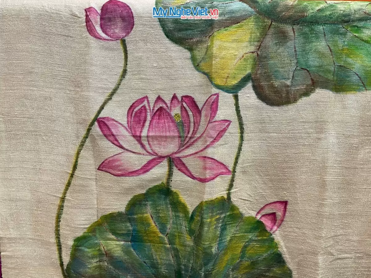 Khăn lụa đũi Hà Đông Vẽ Tay