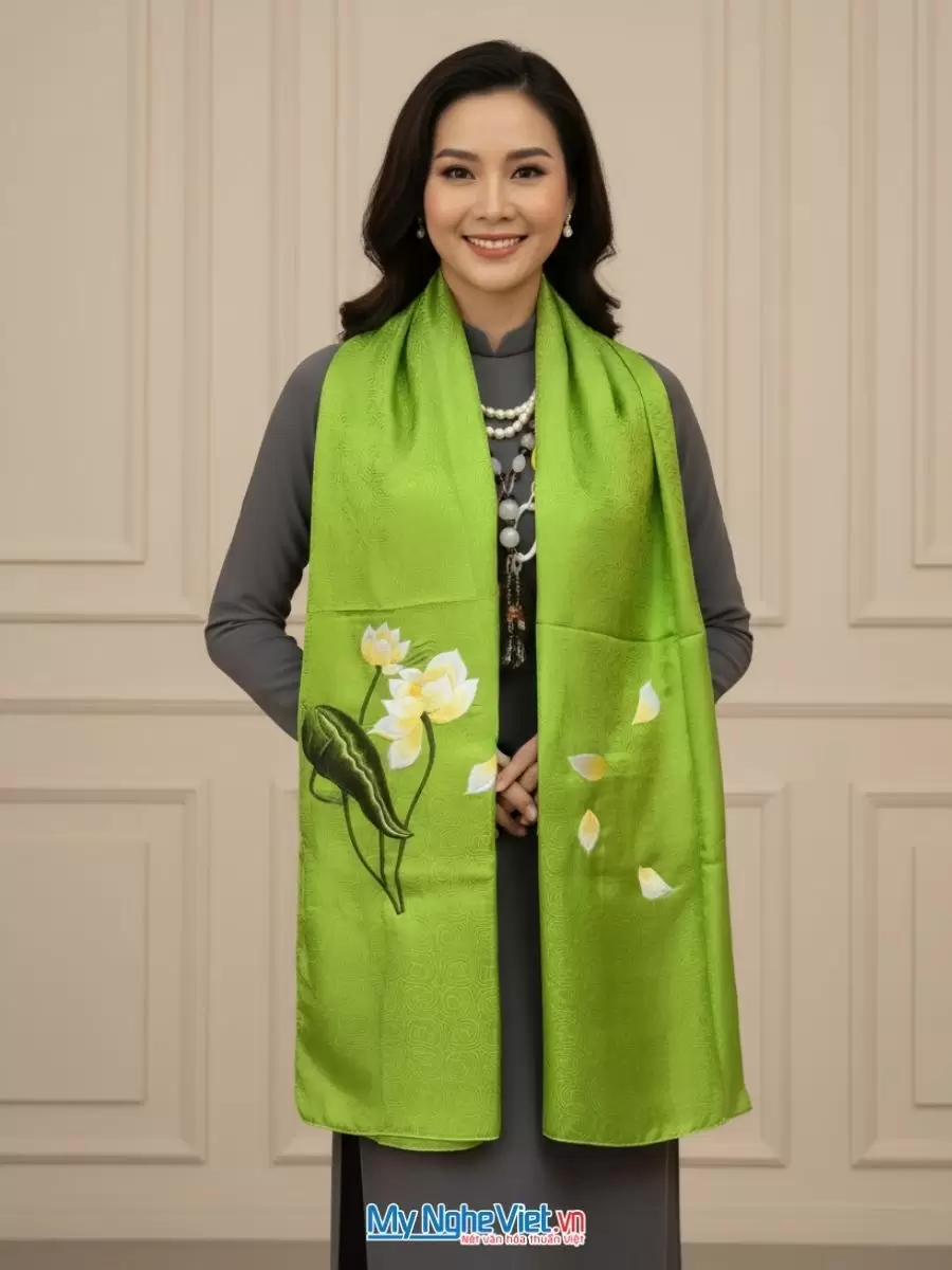 Khăn lụa tơ tằm thêu hoa