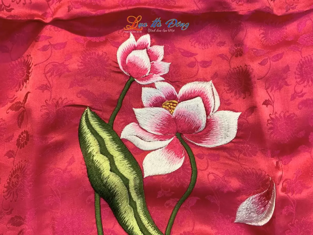 Khăn lụa thêu hoa sen hồng họa tiết hoa hướng dương MNV- KLTA43196-3 - Ảnh 2