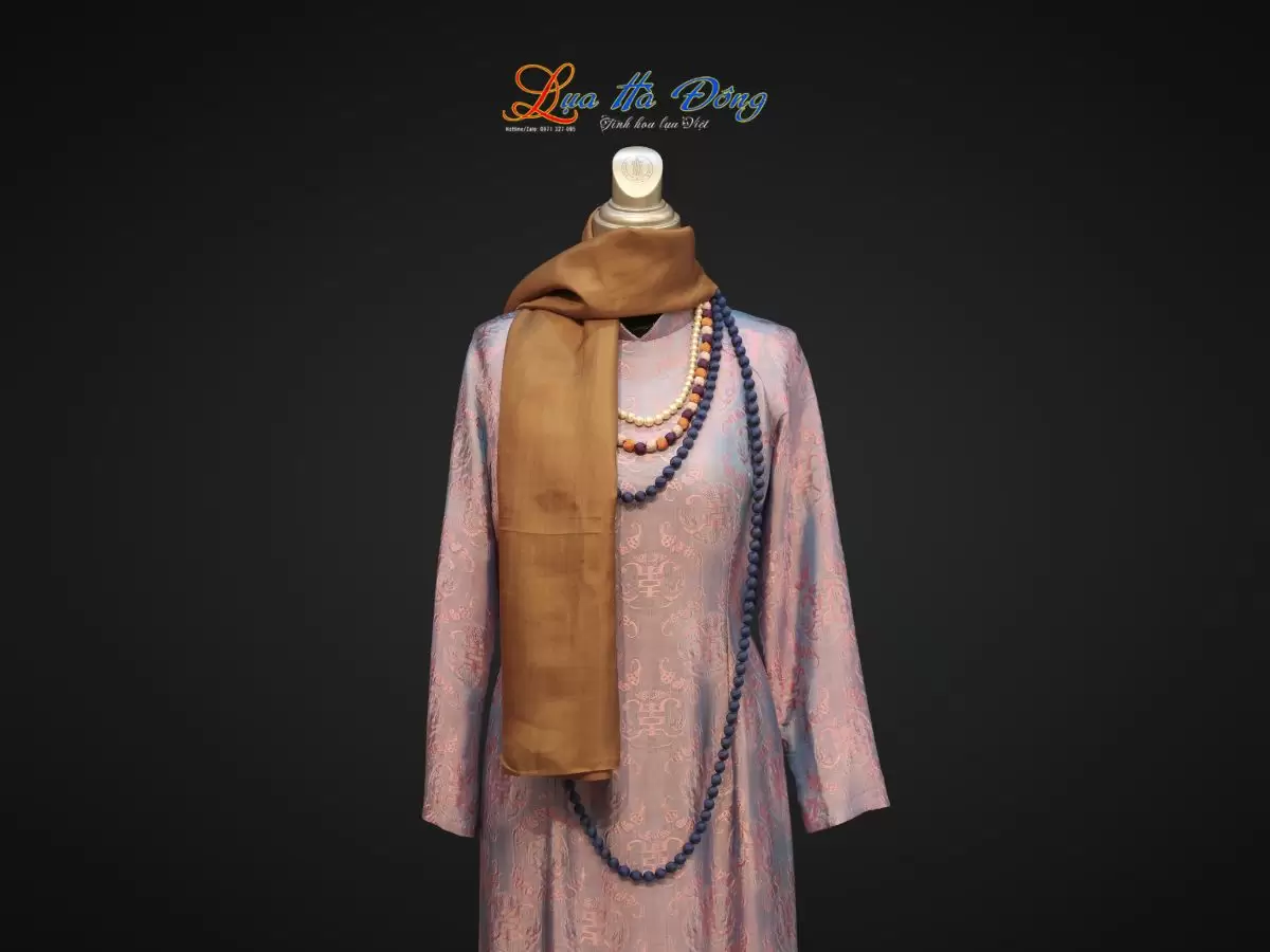 Khăn Lụa Trơn Màu Vàng Đồng 100% silk 85x180 MNV-KLPT001-4 - Ảnh 2