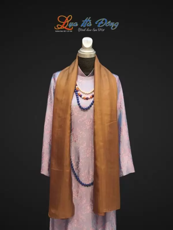 Khăn Lụa Trơn Màu Vàng Đồng 100% silk 85x180 MNV-KLPT001-4