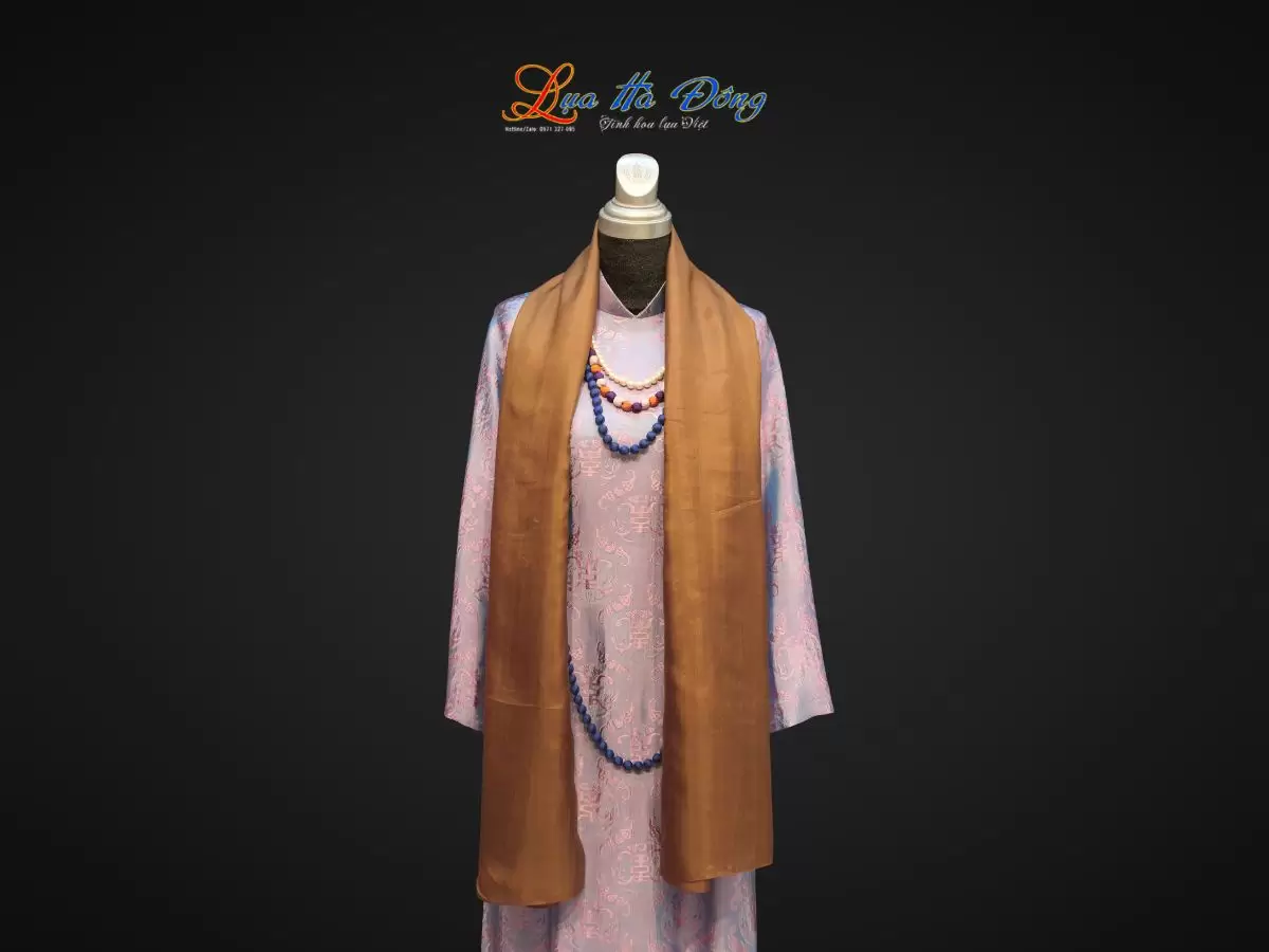 Khăn Lụa Trơn Màu Vàng Đồng 100% silk 85x180 MNV-KLPT001-4