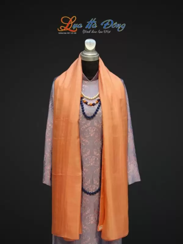 Khăn Lụa Trơn Màu Cam Hồng 100% silk 85x180 MNV-KLPT001