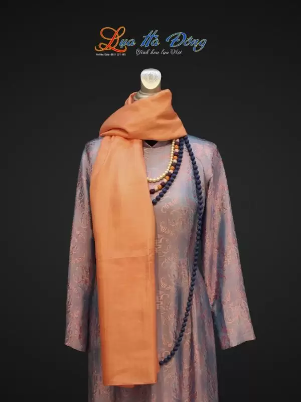 Alternative view of Khăn Lụa Trơn Màu Cam Hồng 100% silk 85x180 MNV-KLPT001